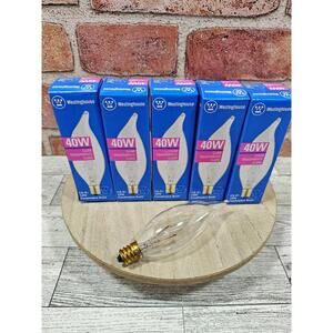 Lot of 5 Westinghouse 03275 40W 120V Clear CA-9 1/2  Bulbs 1500 Hr Candelabra